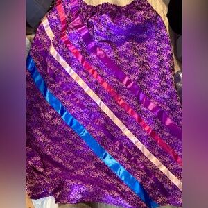 Vibrant Purple Handmade Native American Ribbon Skirt with Satin Ribbon & pockets